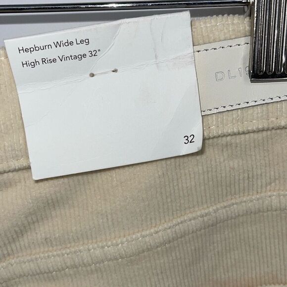 DL1961 Womens Hepburn Wide Leg High Rise Vintage Corduroy Pants Cream Sz 32 NWT - Picture 9 of 14